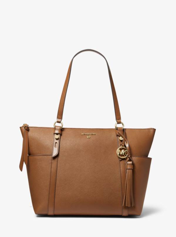 Damske Prenosná Taška Michael Kors Sullivan Large Saffiano Leather Top-Zip Hnede - Kabelky Michael Kors Vypredaj | INYLF-8412